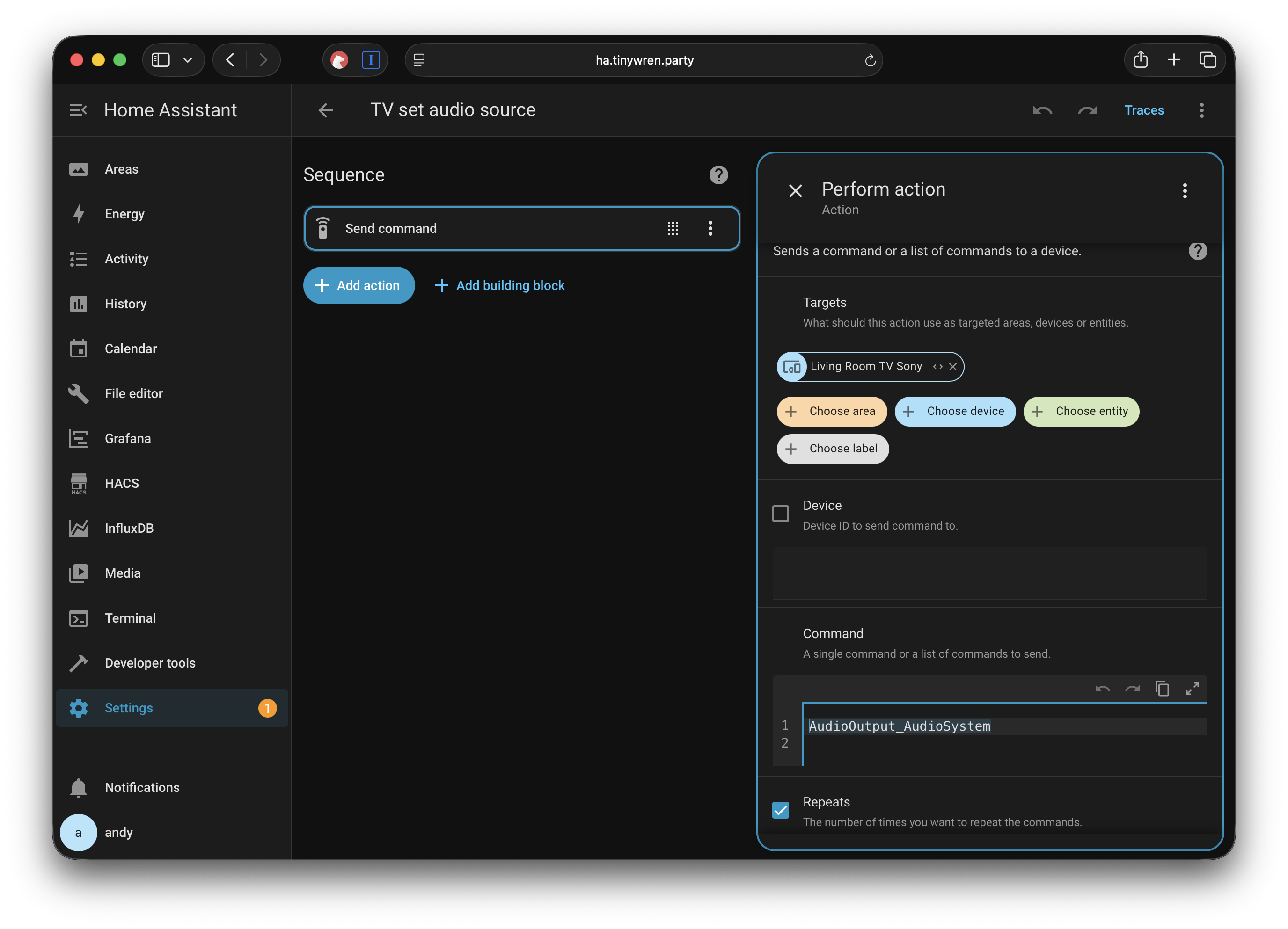 Image showing the script to fix audio source