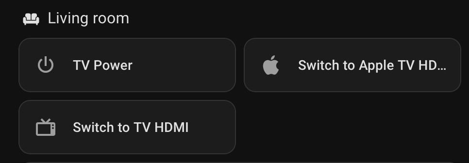 HDMI buttons in a dashboard